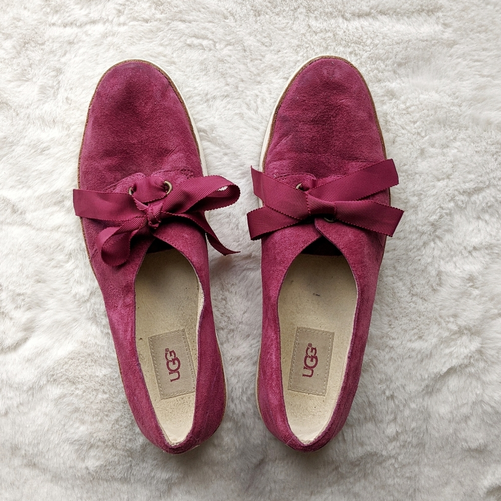UGG Fuchsia Suede Leather Slip-on Flats